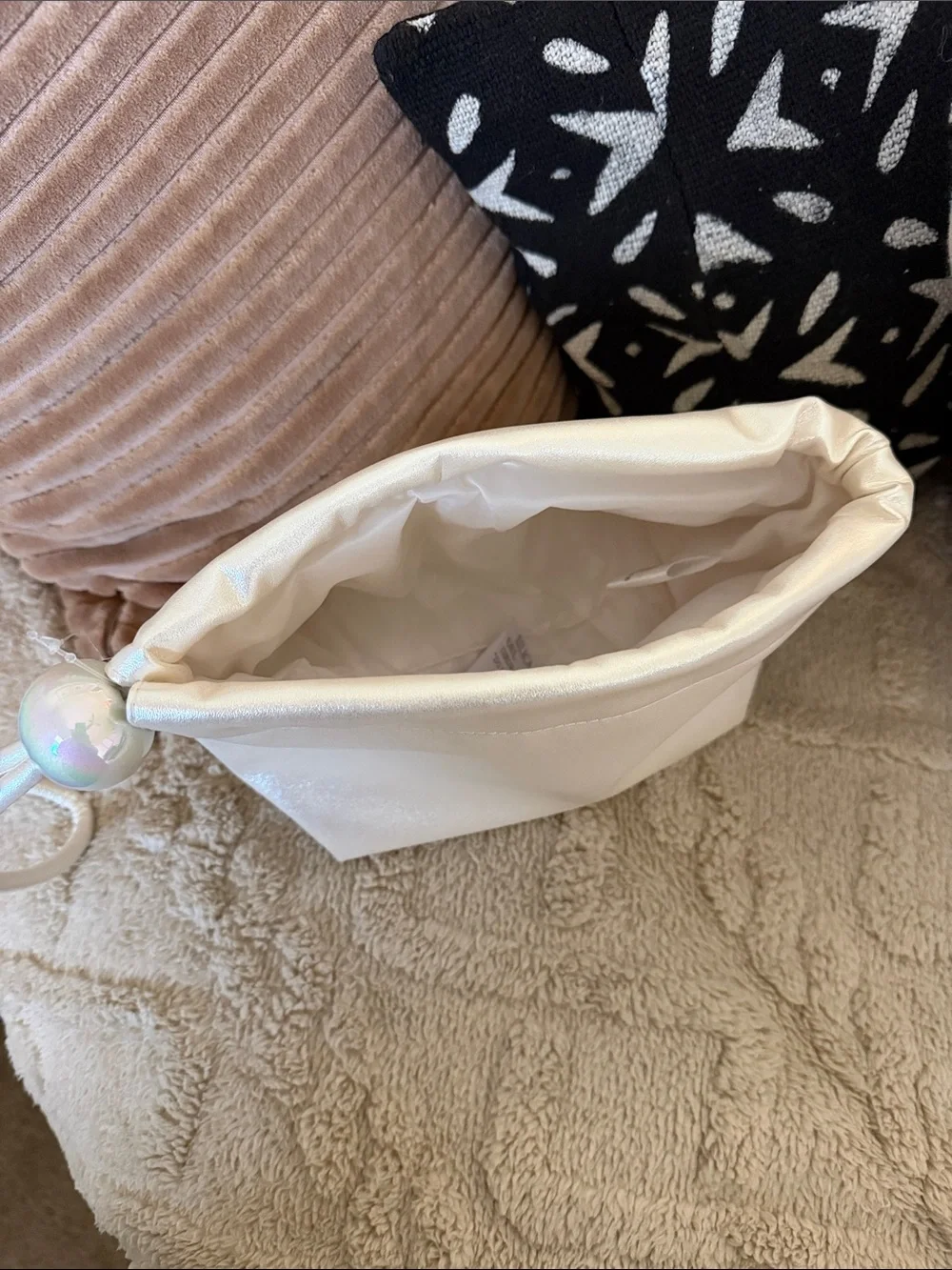 Victoria’s Secret Small Pearl-Accent Wristlet Clutch - Cream